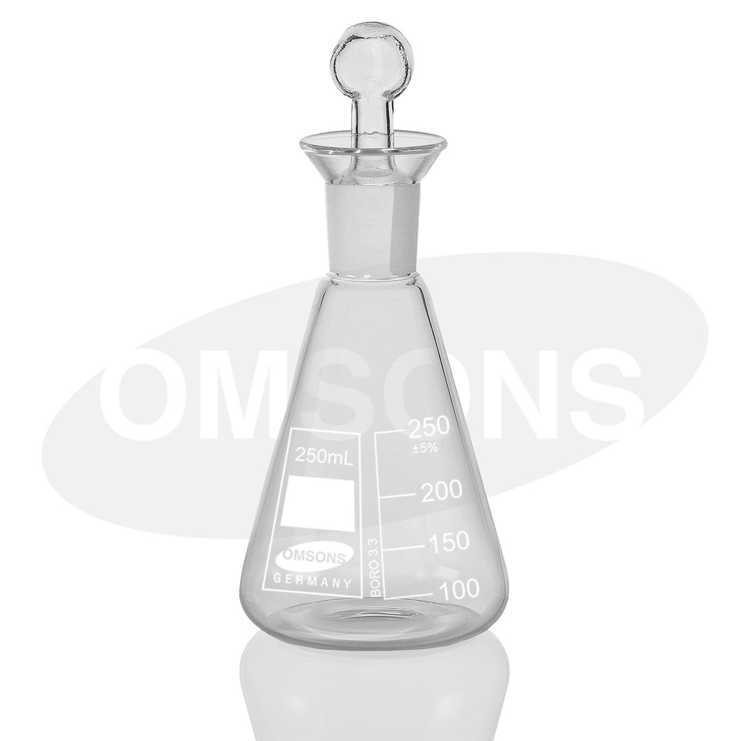 Flask Iodine with Funnel Shaped Cup and Stopper